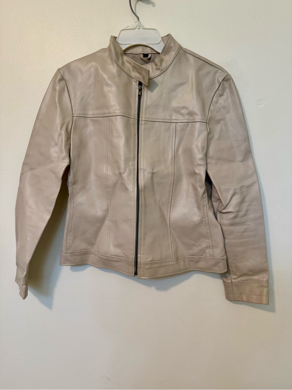 Vintage XOXO juniors Taupe Leather Zip-Front Jacket